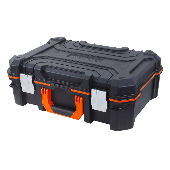 Tactix Technician Case in black and orange with steel latches and removable organisers