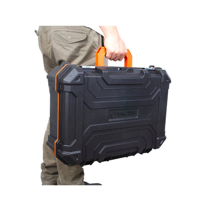Tactix Technician Case in black and orange with steel latches and removable organisers (3)