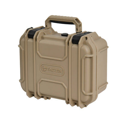 Tactix Tough Case Small in tan with latches closed