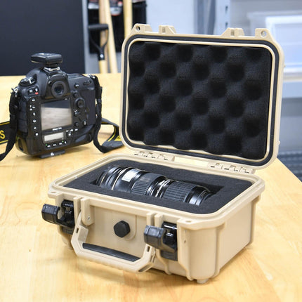 Tactix Tough Case Small in tan with latches closed (4)