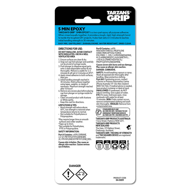 Tarzan’s Grip Fast-Set 5 Minute Epoxy Adhesive 24 mL (2)