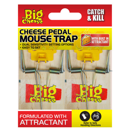 The Big Cheese Cheese Pedal Mouse Trap 2 pack with cheese-shaped bait pedals