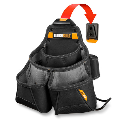 ToughBuilt Framer Pouch with ClipTech Hub, nine-pocket polyester tool pouch with kickstand