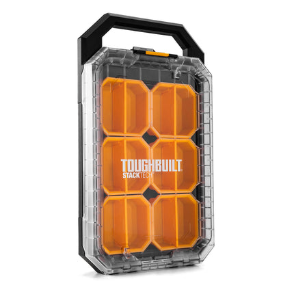 ToughBuilt StackTech Compact Low-Profile Organiser with clear lid, centre latch and 6 bins (3)