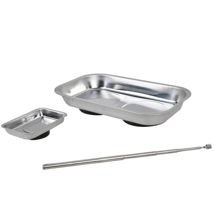Trojan 3 piece mini magnetic tray set in stainless steel