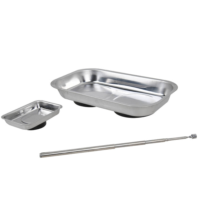 Trojan 3 piece mini magnetic tray set in stainless steel
