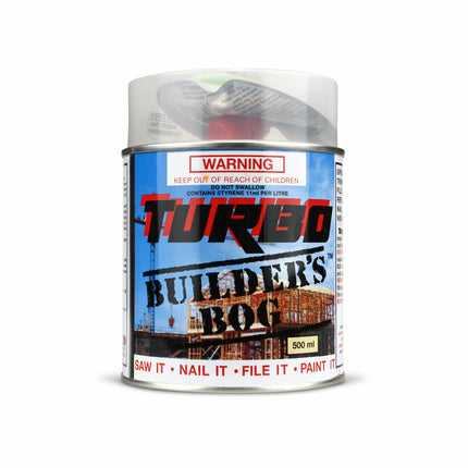 Turbo Builder's Bog 500ml two part polyester timber repair filler can