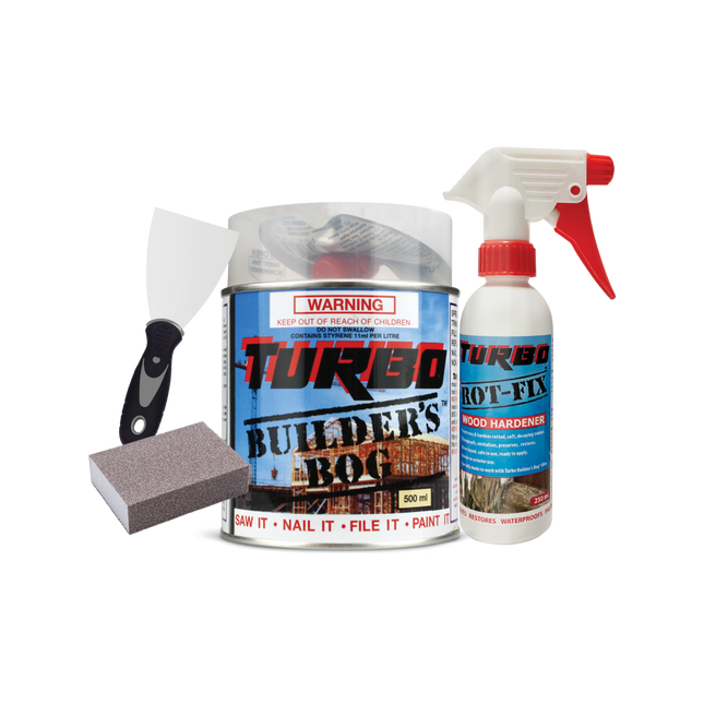 Turbo Timber Rot Repair Kit 500ml (Rot Fix 250ml + Builders Bog 500ml) (2)