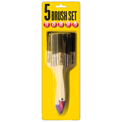 Uni-Pro 5 Piece Paint Brush Set with 12, 25, 38, 50 and 75mm synthetic brushes