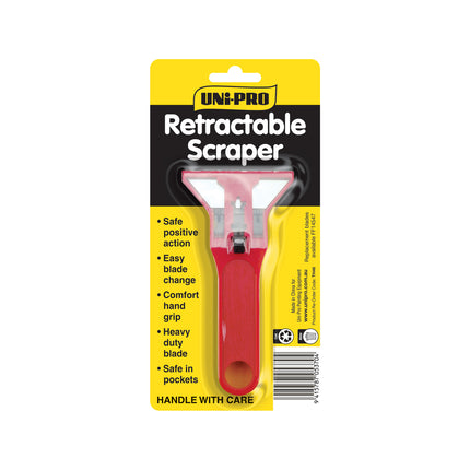 Uni-Pro TH46 red retractable paint scraper with plastic handle
