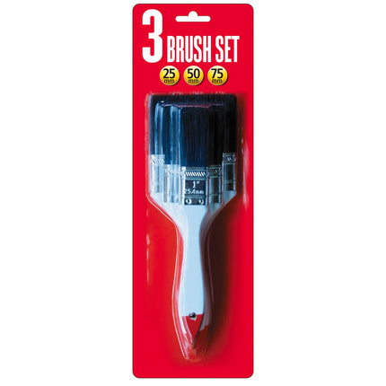 Uni-Pro 3 piece synthetic paint brush set with 25mm, 50mm and 75mm brushes