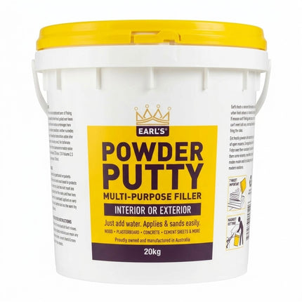 Earl’s Powder Putty – Mix-to-Use Interior & Exterior Filler (No Waste, Easy Sand)