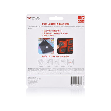 Velcro Brand Stick On Hook and Loop Tape 25mm x 1m Black (3)